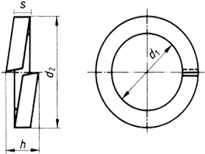 Split lock washer dimensional schematic, DIN 127B