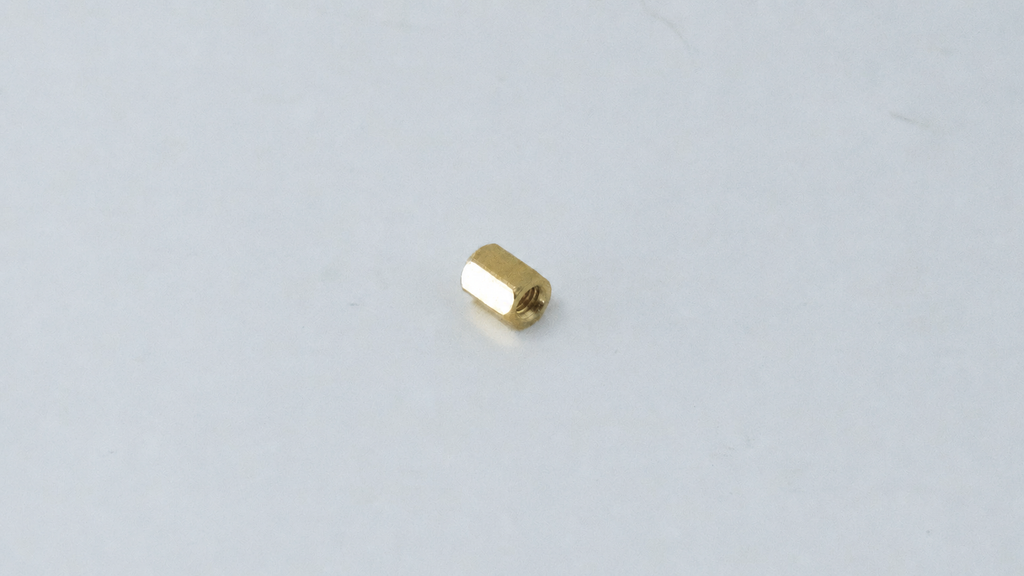 M3 Brass Hex Standoff, Female-Female, 25mm — representative natural brass female-female standoff on original background