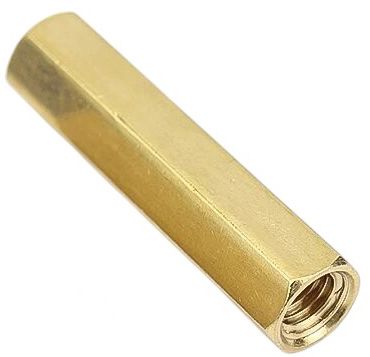 M3 Brass Hex Standoff, Female-Female, 5mm — natural brass female-female product view