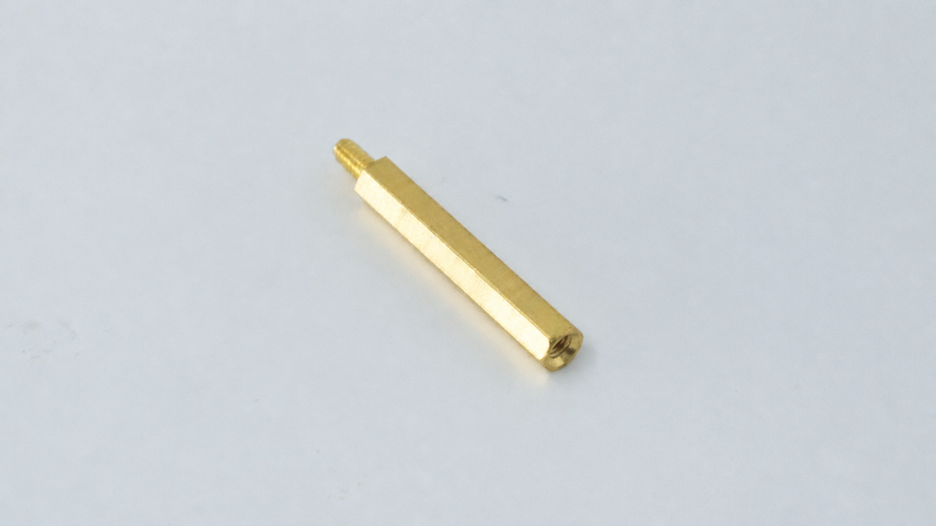 M3 Brass Hex Standoff, Male-Female, 25mm — representative natural brass male-female standoff on original background