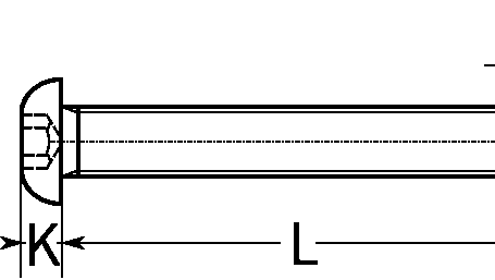 Button head socket screw dimensional schematic, ISO 7380-1