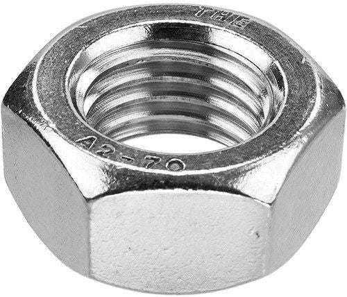 M2 stainless steel 304 hex nut, DIN 934 style, close-up product view