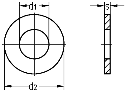 Narrow flat washer dimensional schematic, DIN 433