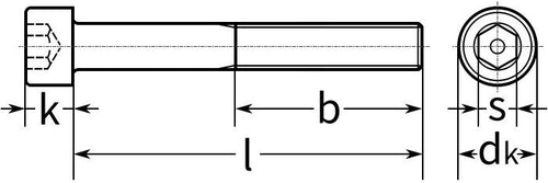 Socket head cap screw dimensional schematic, ISO 4762 / DIN 912